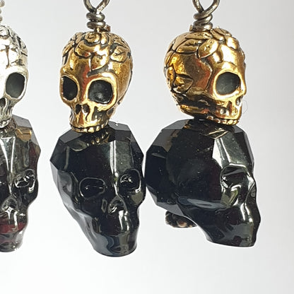 Czech Glass Skull with Metallic Sugar Skull earrings