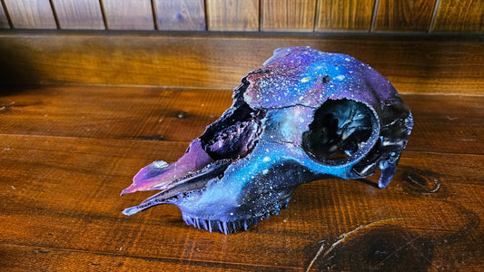 Galaxy sheep skull - hand painted & glows in the dark