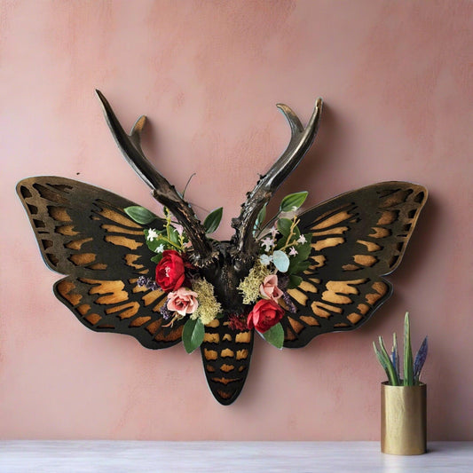 Antler art laser - Roe deer on Death-head moth frame - That Creative Feeling
