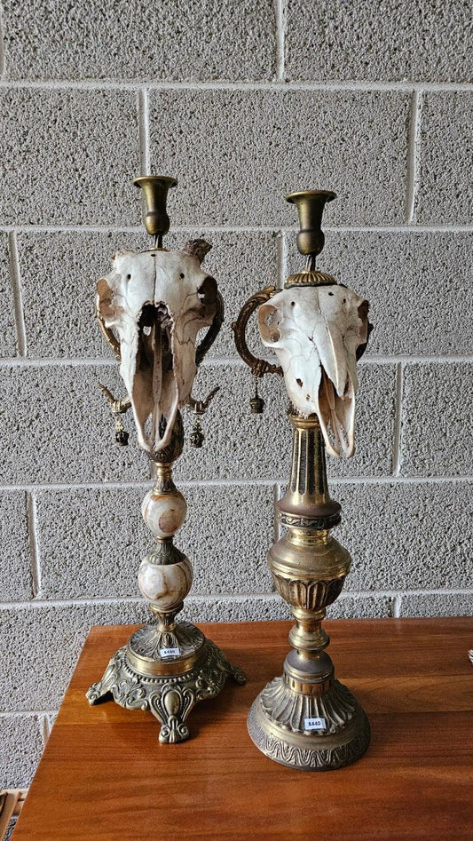 Candle holder - Sheep skull on vintage brass base - That Creative Feeling