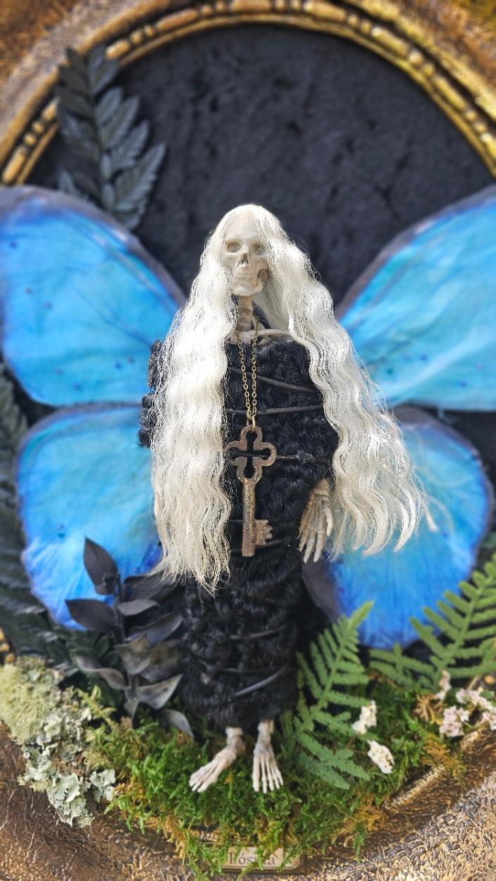 Dead Fairy - Blackwood Fairy series 2 - art doll sculptures mummified in lamb skin - That Creative Feeling