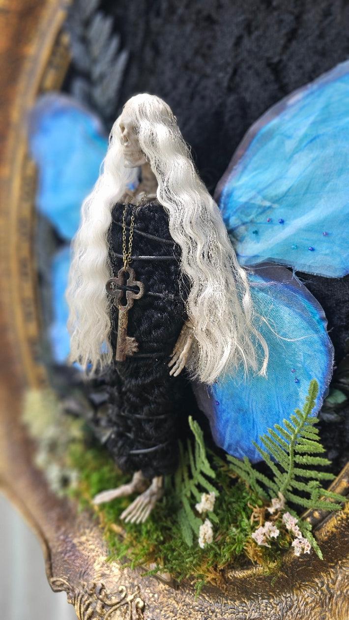 Dead Fairy - Blackwood Fairy series 2 - art doll sculptures mummified in lamb skin - That Creative Feeling