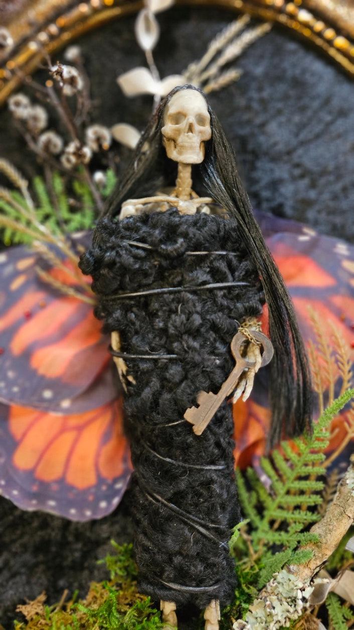 Dead Fairy - Blackwood Fairy series 2 - art doll sculptures mummified in lamb skin - That Creative Feeling