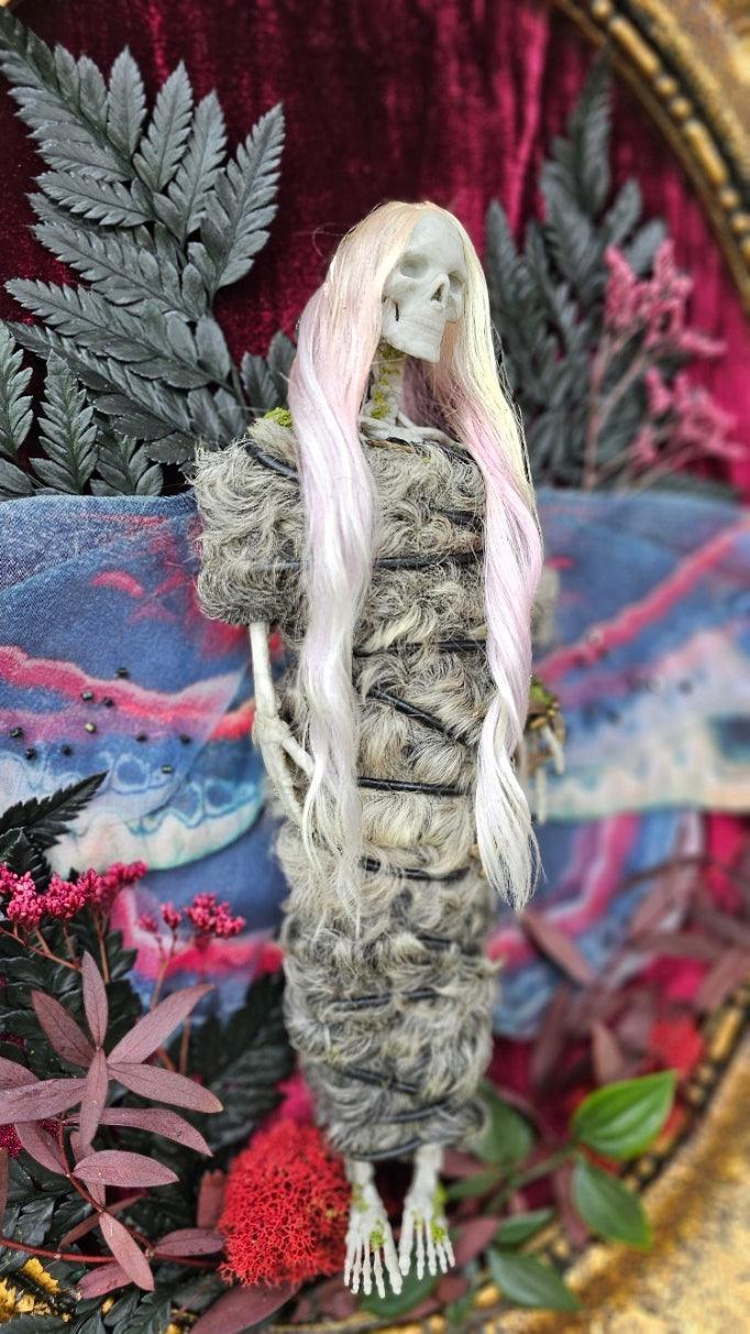Dead Fairy - Blackwood Fairy series 2 - art doll sculptures mummified in lamb skin - That Creative Feeling