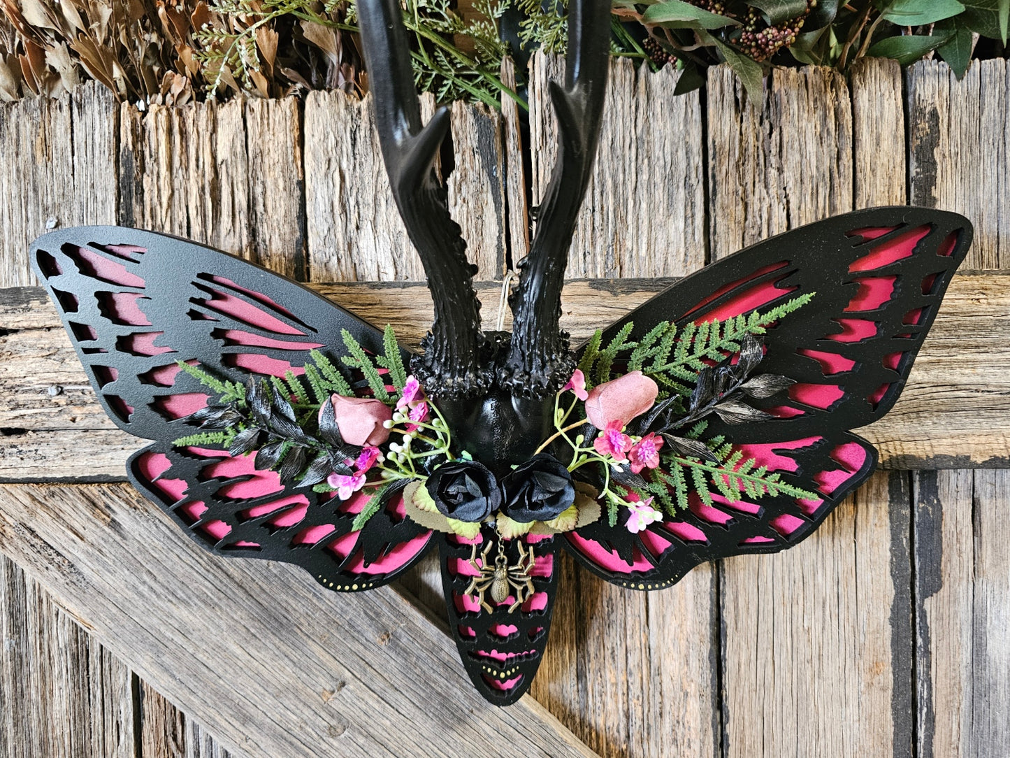 Antler art laser - Roe deer on Death-head moth frame