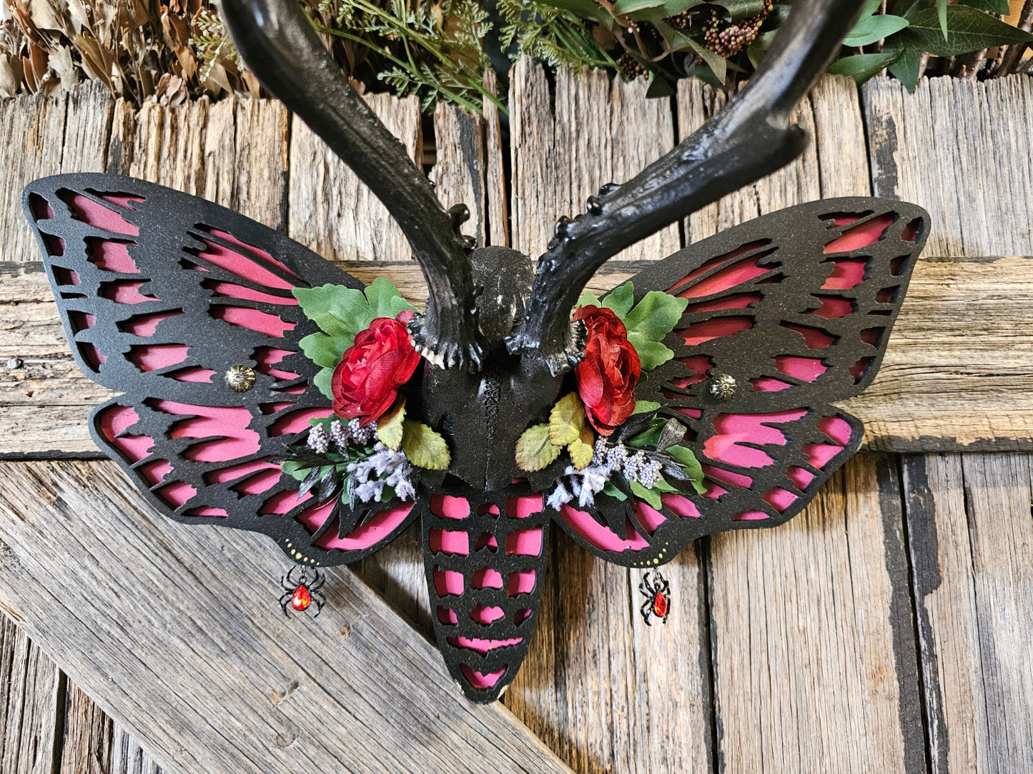 Antler art laser - Roe deer on Death-head moth frame