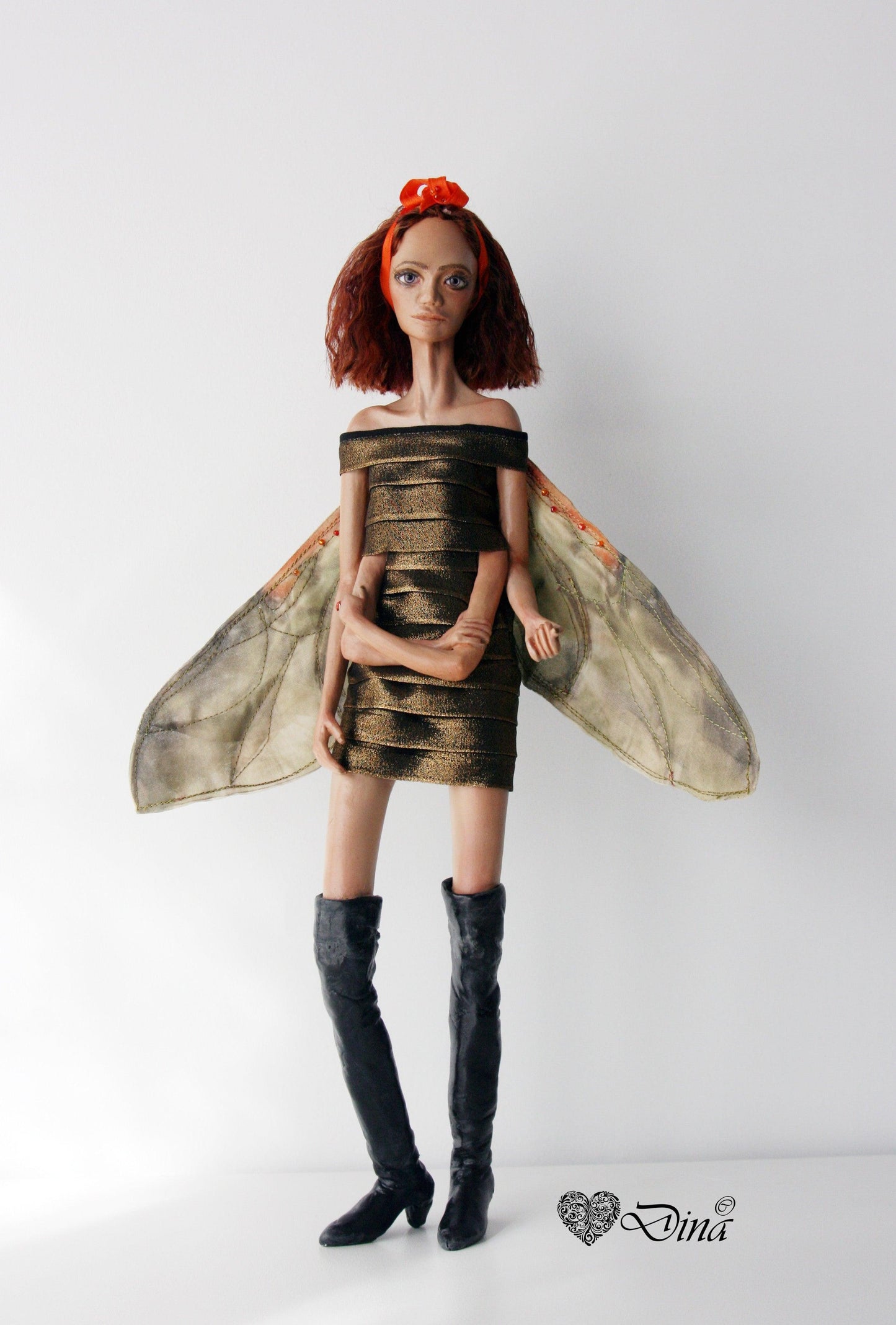 SOLD - 'Abika Ladibird' – hybrid insect fashion art doll by Dina - That Creative Feeling