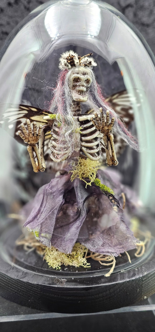 Dead Fairy Skeleton - with real butterfly wings in a glass dome