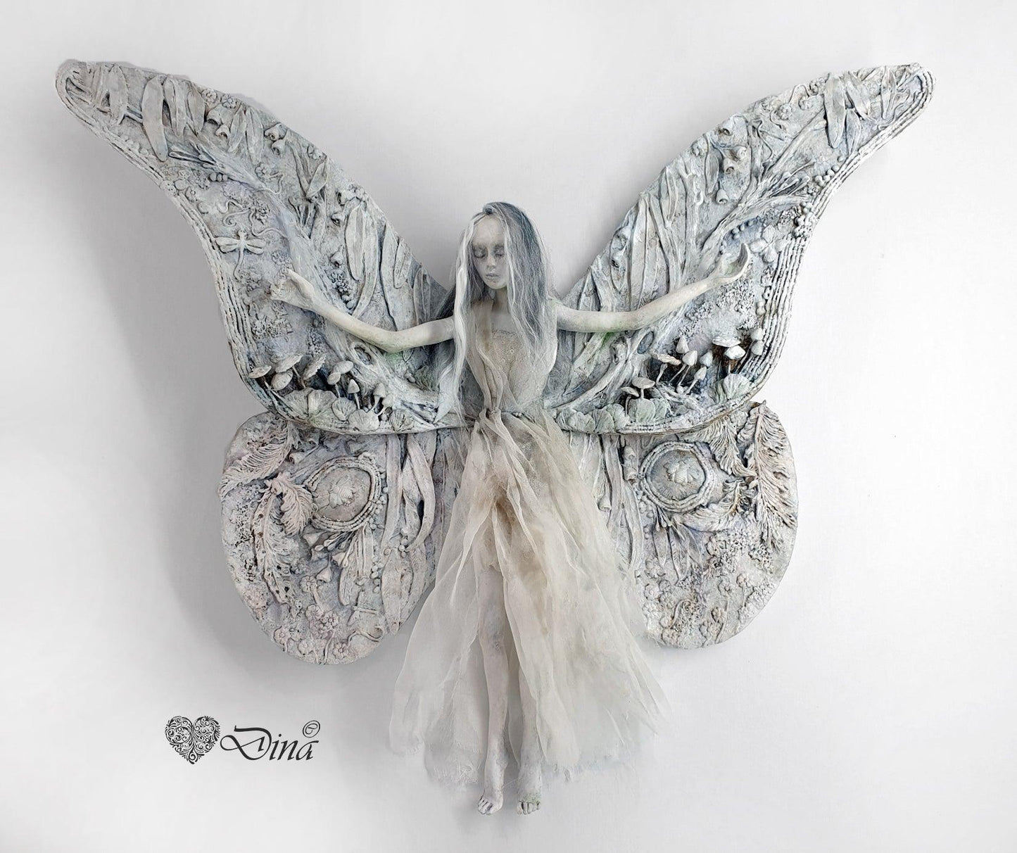 SOLD – Emoria – vintage Emperor Gum Moth Fairy art doll by Dina - That Creative Feeling
