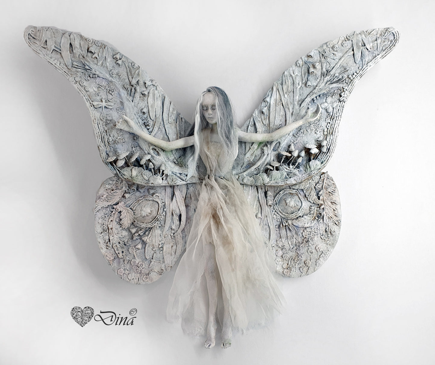 SOLD – Emoria – vintage Emperor Gum Moth Fairy art doll by Dina
