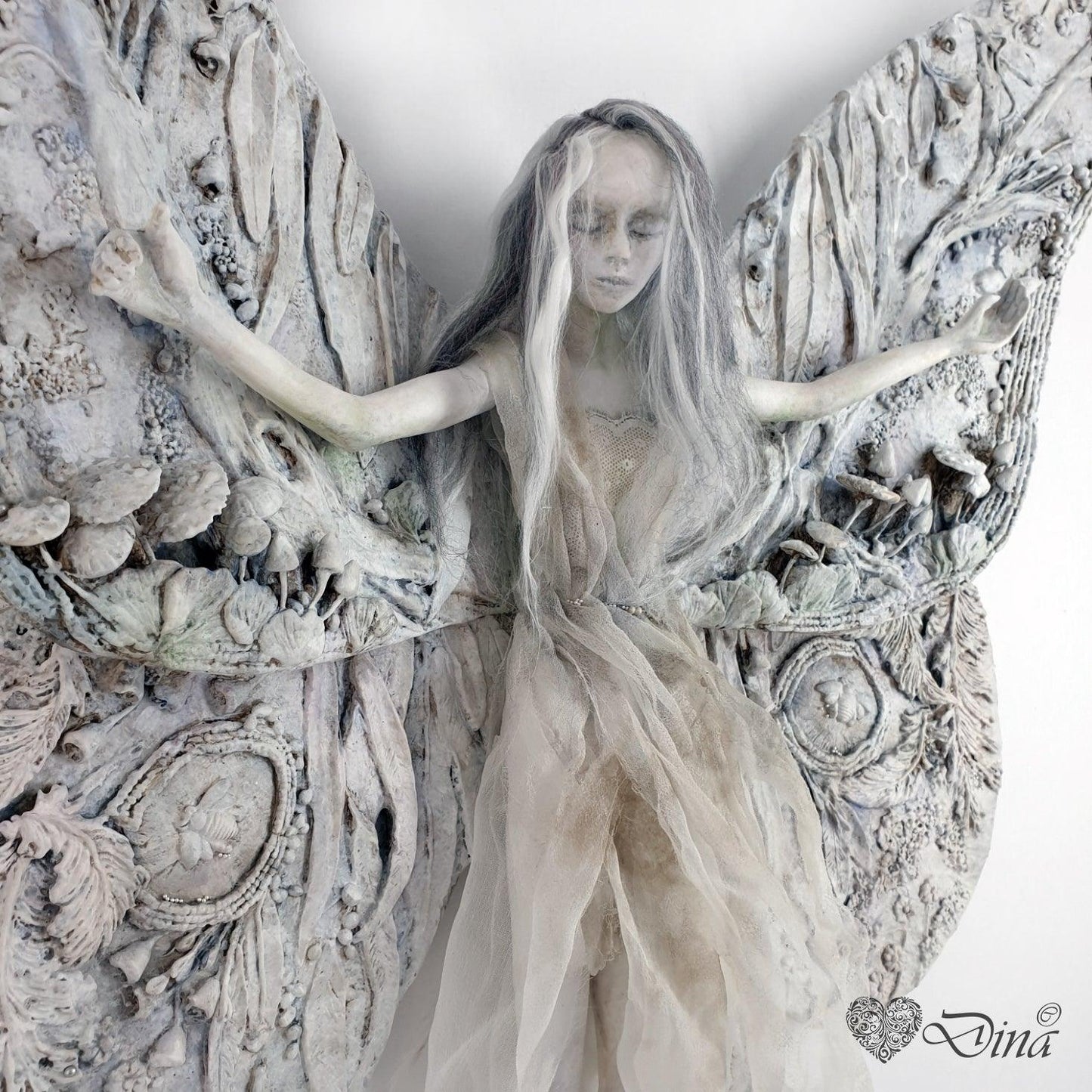 SOLD – Emoria – vintage Emperor Gum Moth Fairy art doll by Dina - That Creative Feeling