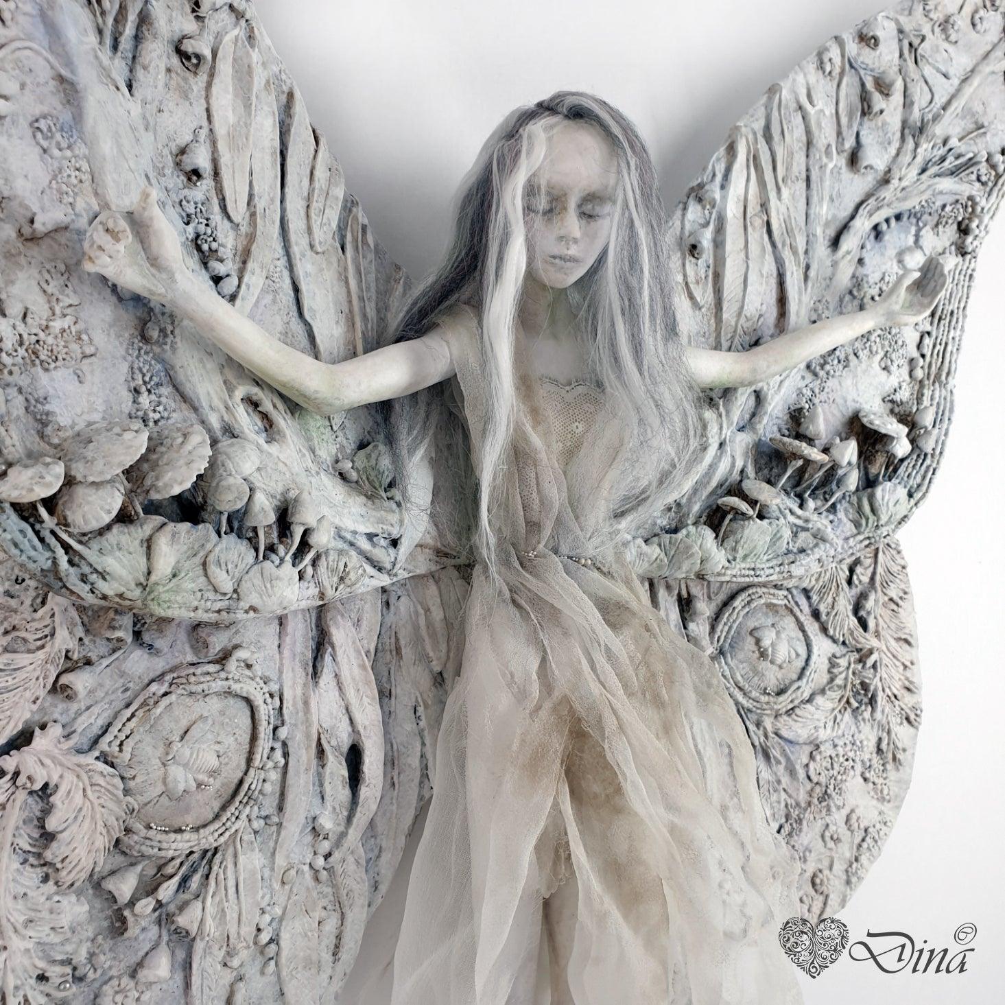 SOLD – Emoria – vintage Emperor Gum Moth Fairy art doll by Dina - That Creative Feeling