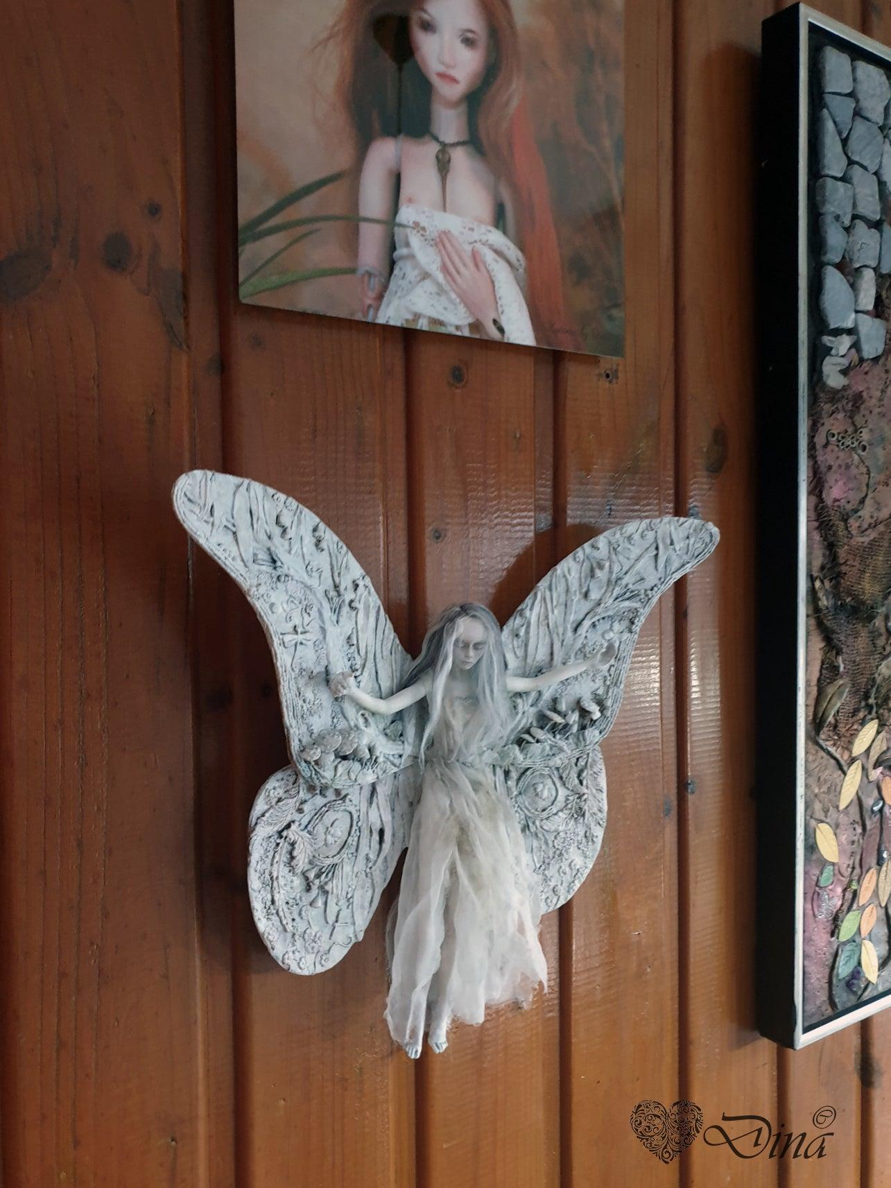 SOLD – Emoria – vintage Emperor Gum Moth Fairy art doll by Dina - That Creative Feeling