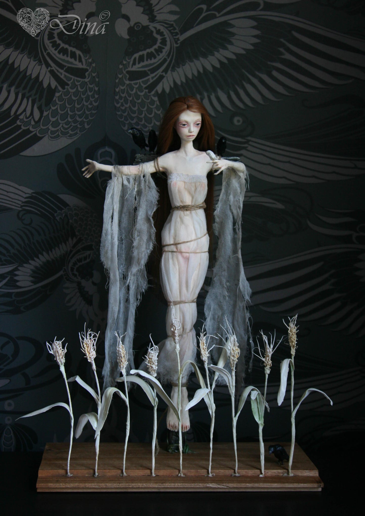 SOLD - 'Standing in a Field of Dreams' – OOAK art doll by Dina - That Creative Feeling