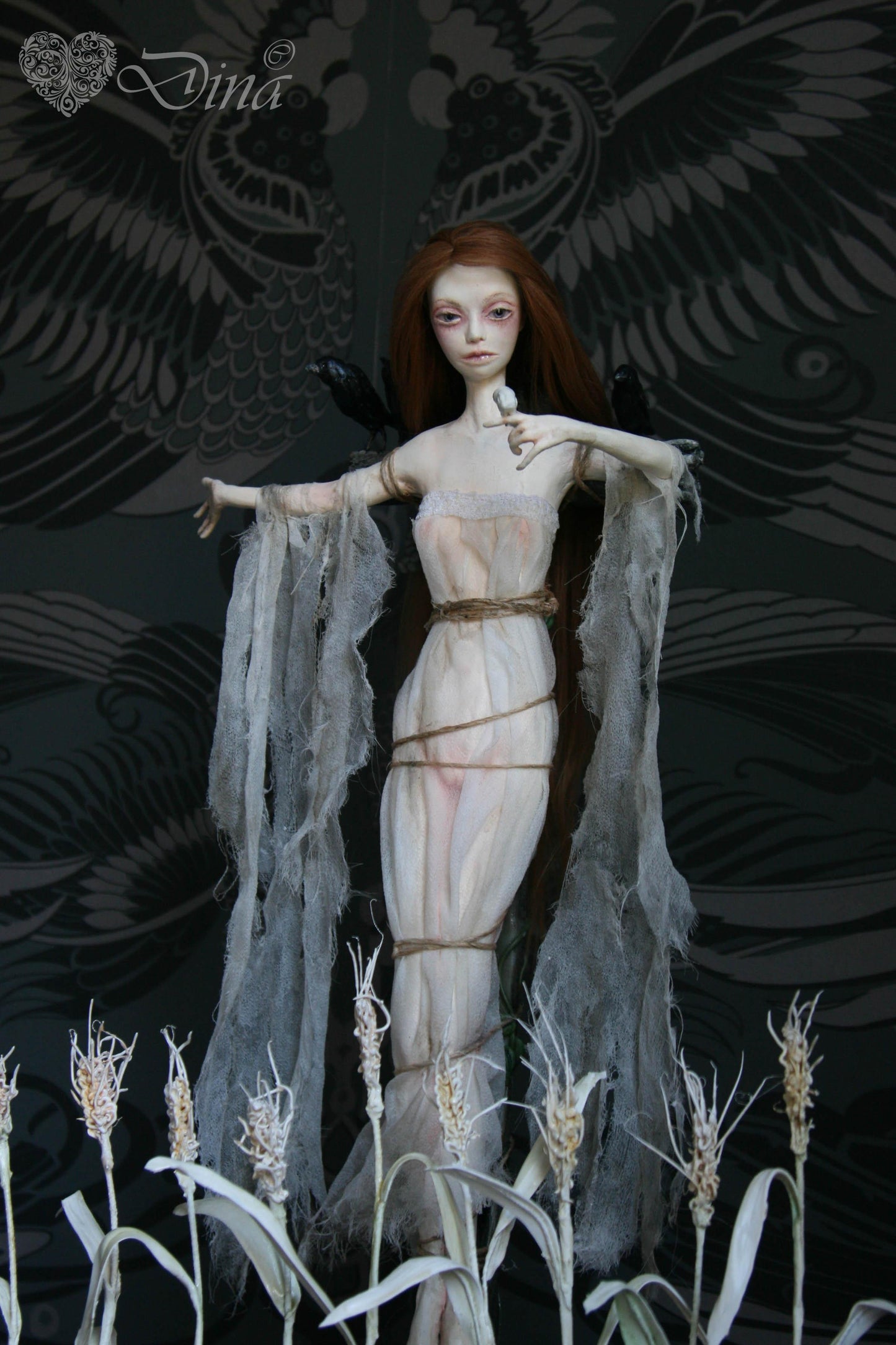 SOLD - 'Standing in a Field of Dreams' – OOAK art doll by Dina - That Creative Feeling