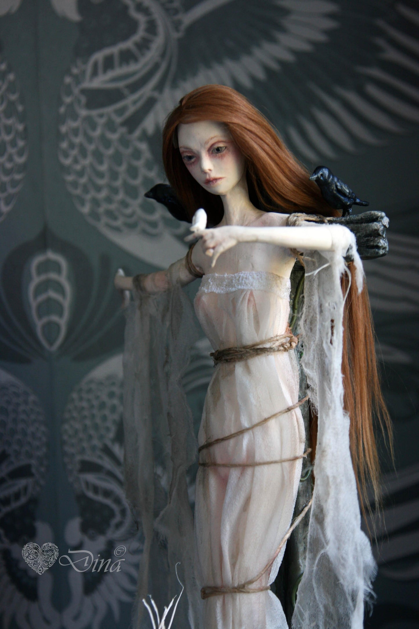 SOLD - 'Standing in a Field of Dreams' – OOAK art doll by Dina - That Creative Feeling