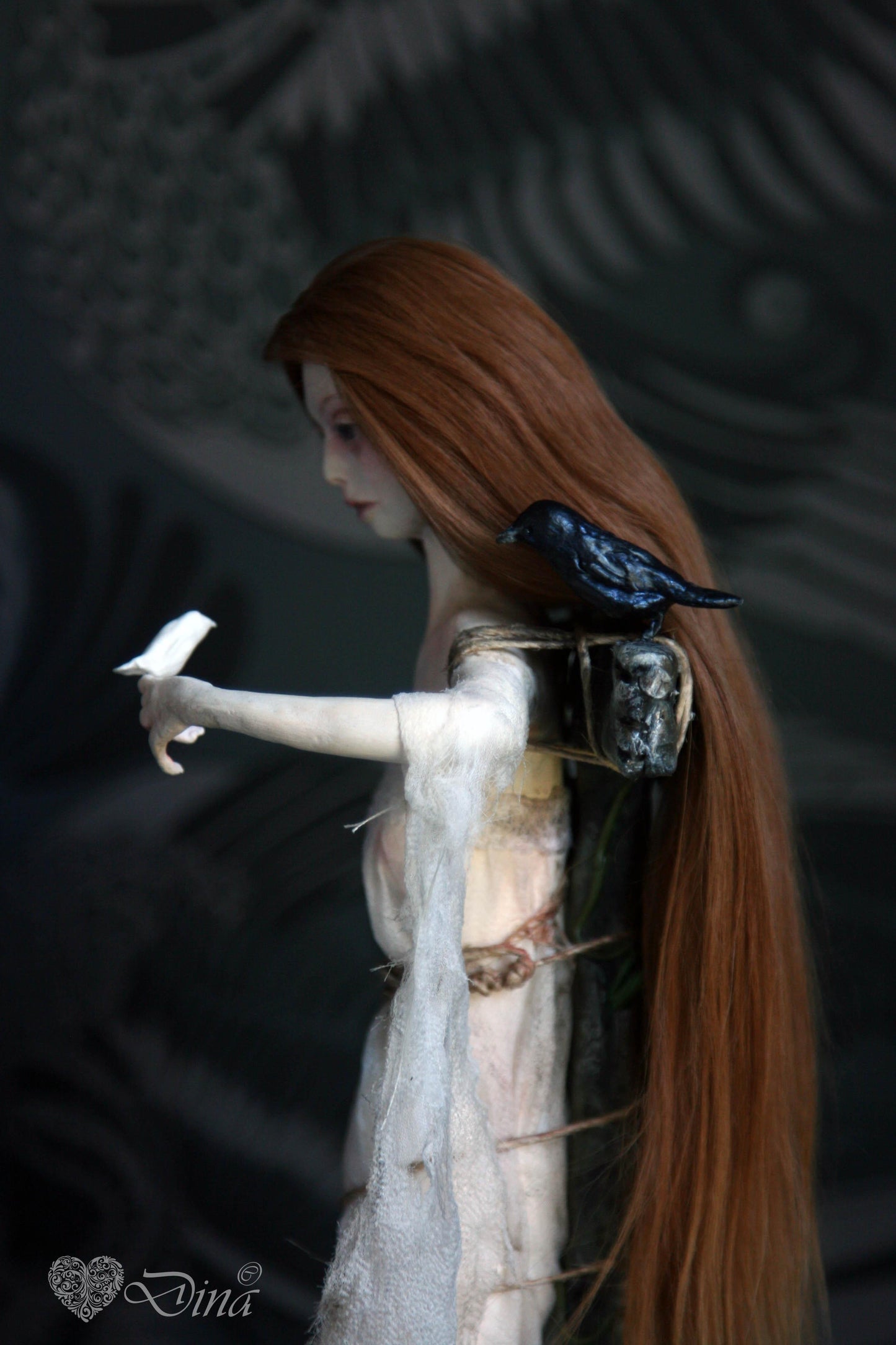 SOLD - 'Standing in a Field of Dreams' – OOAK art doll by Dina - That Creative Feeling