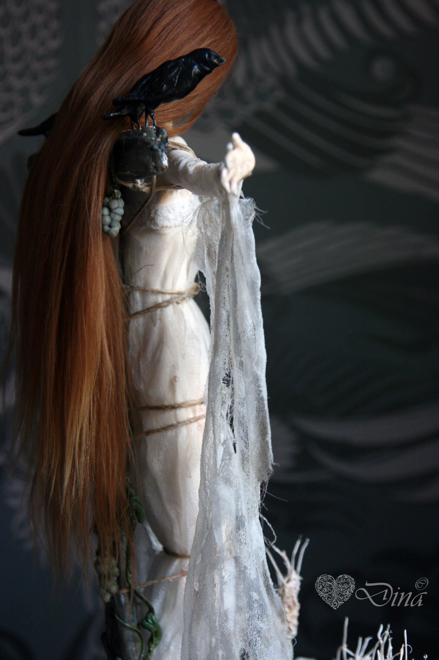 SOLD - 'Standing in a Field of Dreams' – OOAK art doll by Dina - That Creative Feeling