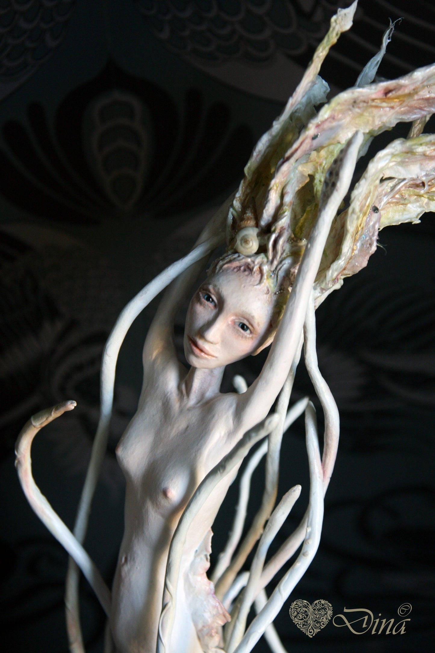 SOLD - 'Just living in a shell' – OOAK art doll by Dina - That Creative Feeling