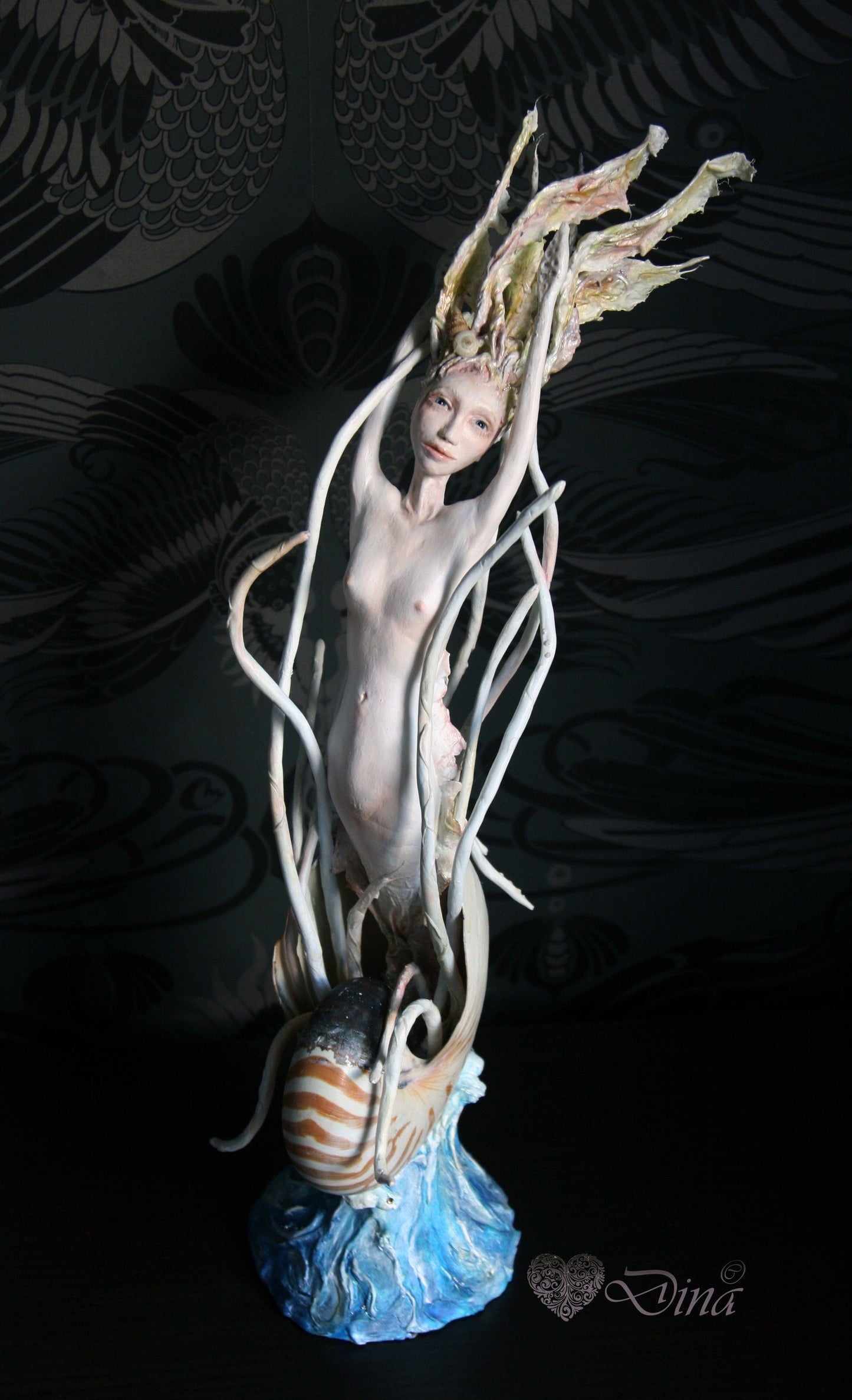SOLD - 'Just living in a shell' – OOAK art doll by Dina - That Creative Feeling