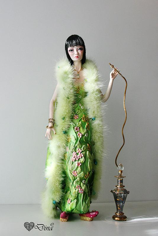 SOLD - 'Madame S Caterpillar' – hybrid insect fashion art doll by Dina - That Creative Feeling
