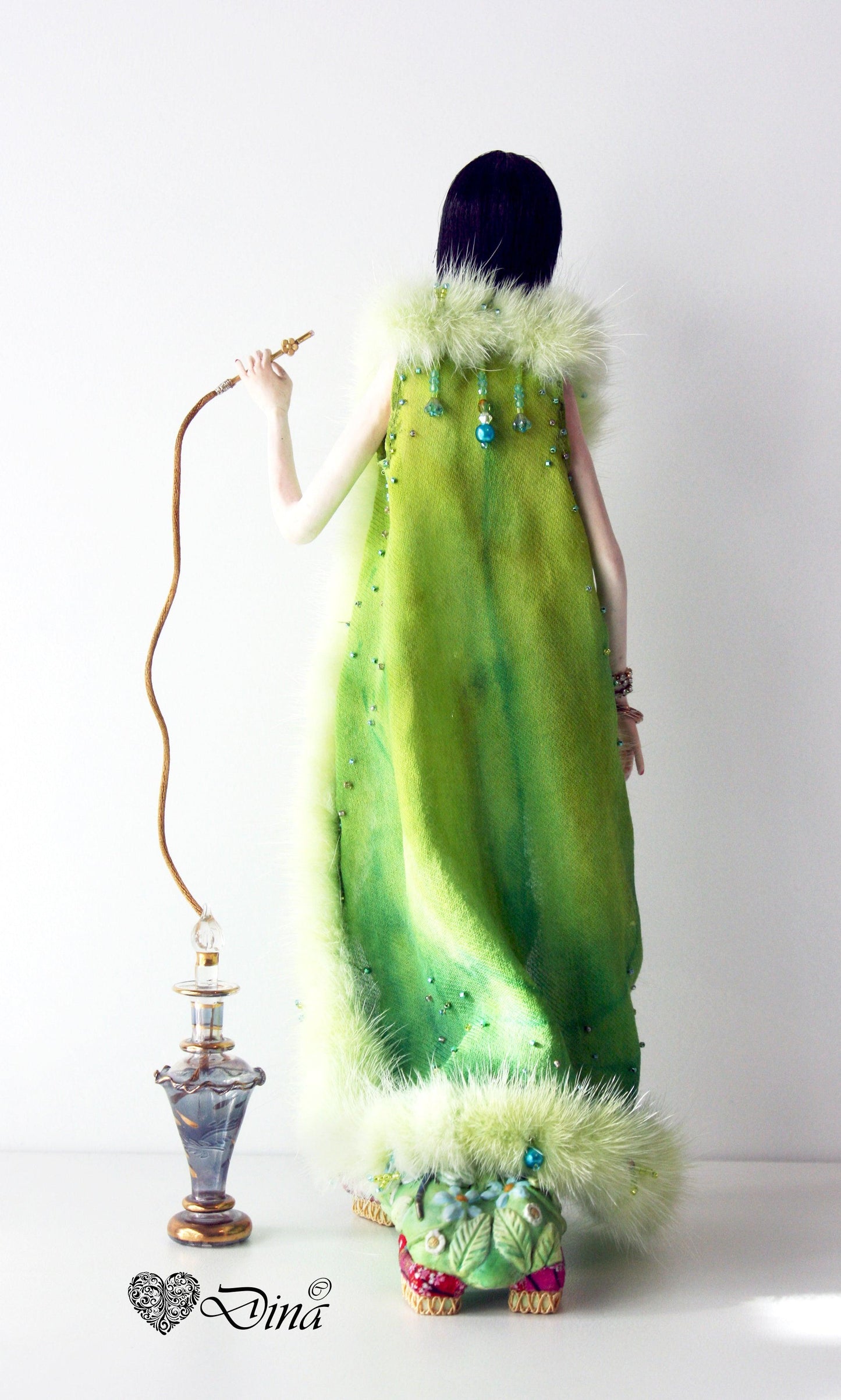 SOLD - 'Madame S Caterpillar' – hybrid insect fashion art doll by Dina - That Creative Feeling