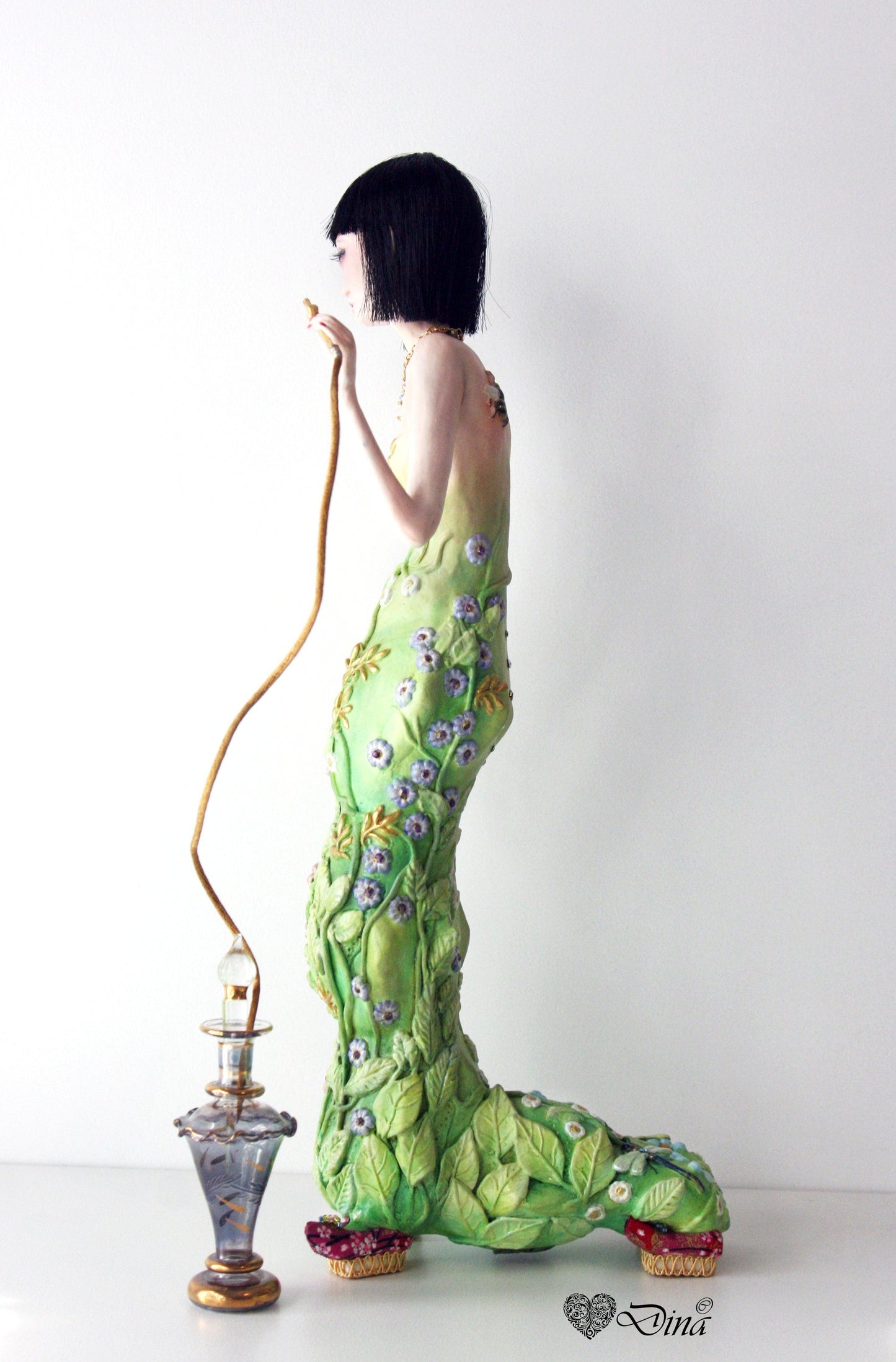 SOLD - 'Madame S Caterpillar' – hybrid insect fashion art doll by Dina - That Creative Feeling