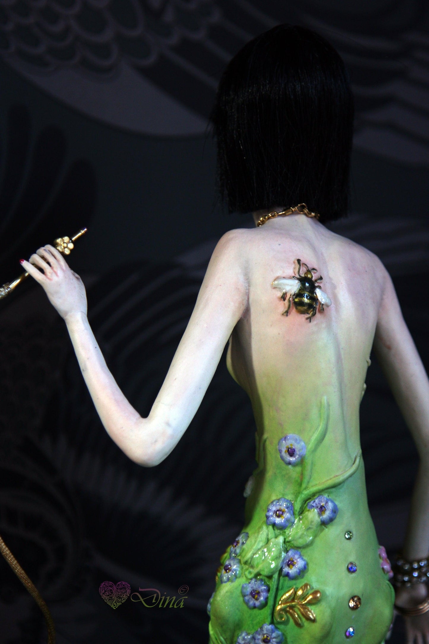 SOLD - 'Madame S Caterpillar' – hybrid insect fashion art doll by Dina - That Creative Feeling