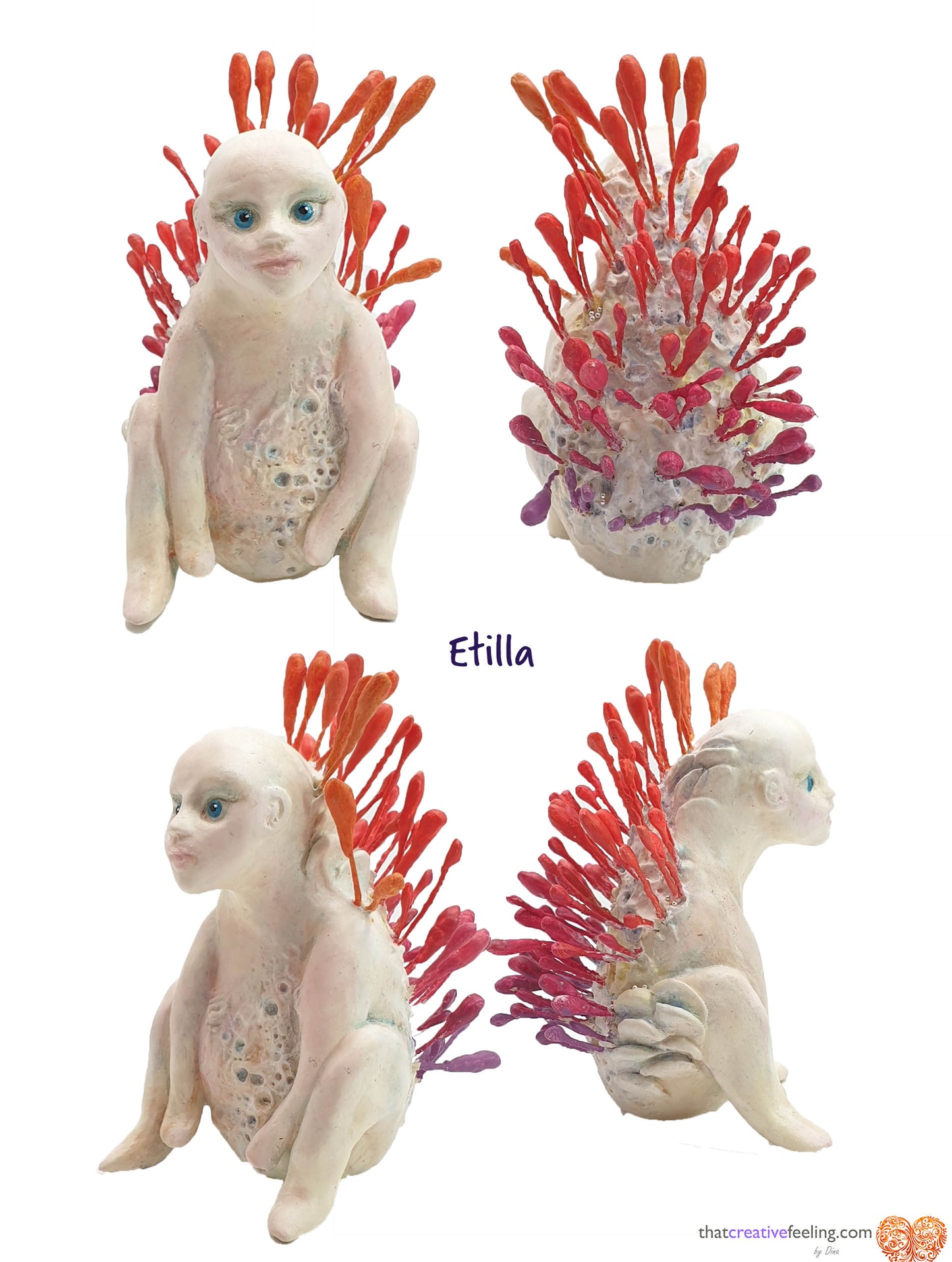Sculpture - Minchkins - miniature stone clay art dolls, surreal tiny forest creatures