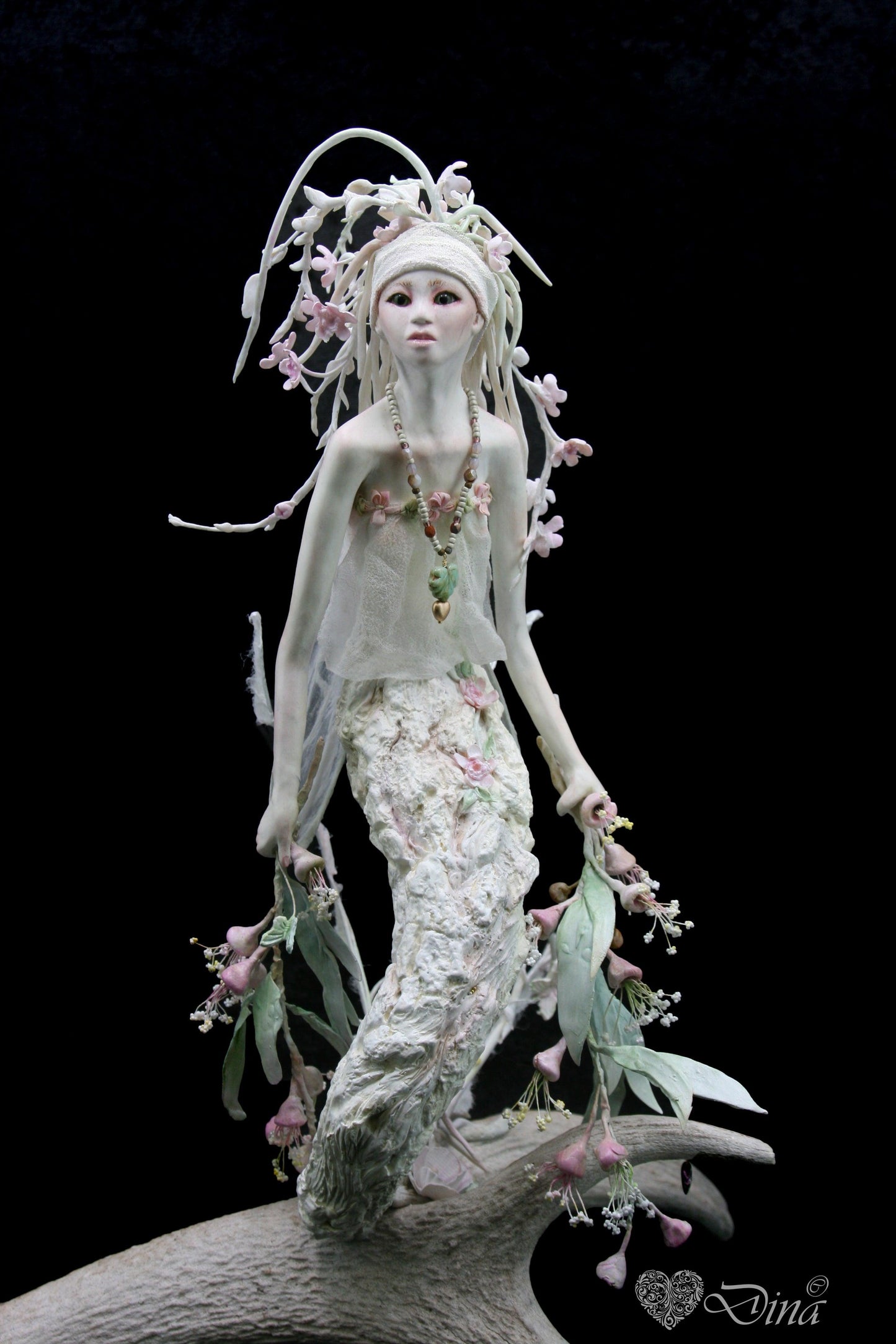 SOLD – Narnargon – a flowery wood sprite art doll by Dina - That Creative Feeling