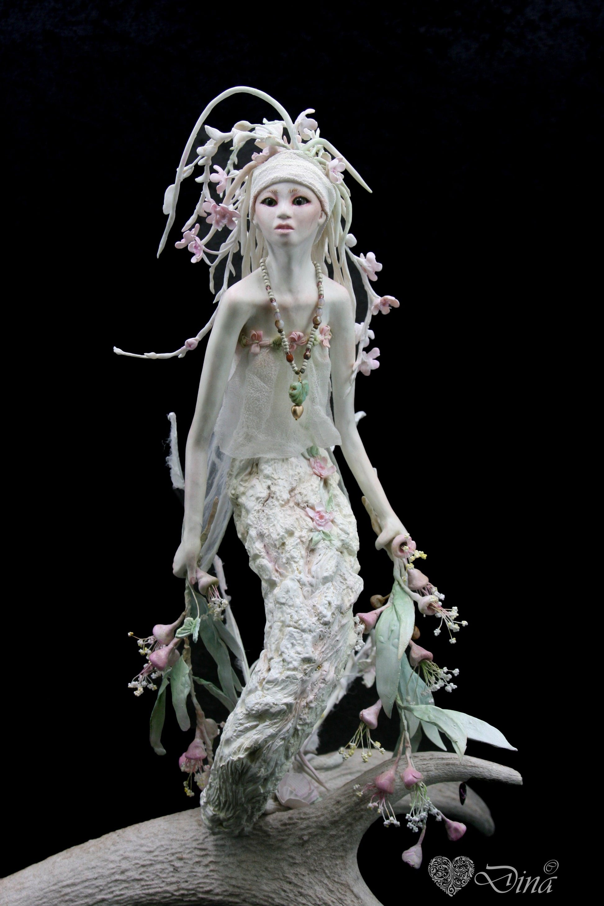 SOLD – Narnargon – a flowery wood sprite art doll by Dina - That Creative Feeling