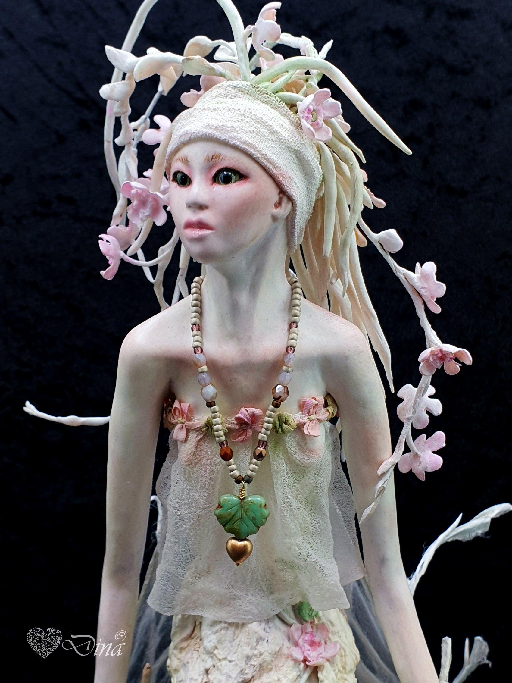 SOLD – Narnargon – a flowery wood sprite art doll by Dina - That Creative Feeling