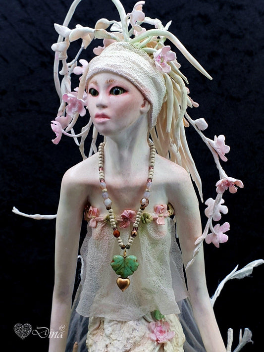 SOLD – Narnargon – a flowery wood sprite art doll by Dina - That Creative Feeling