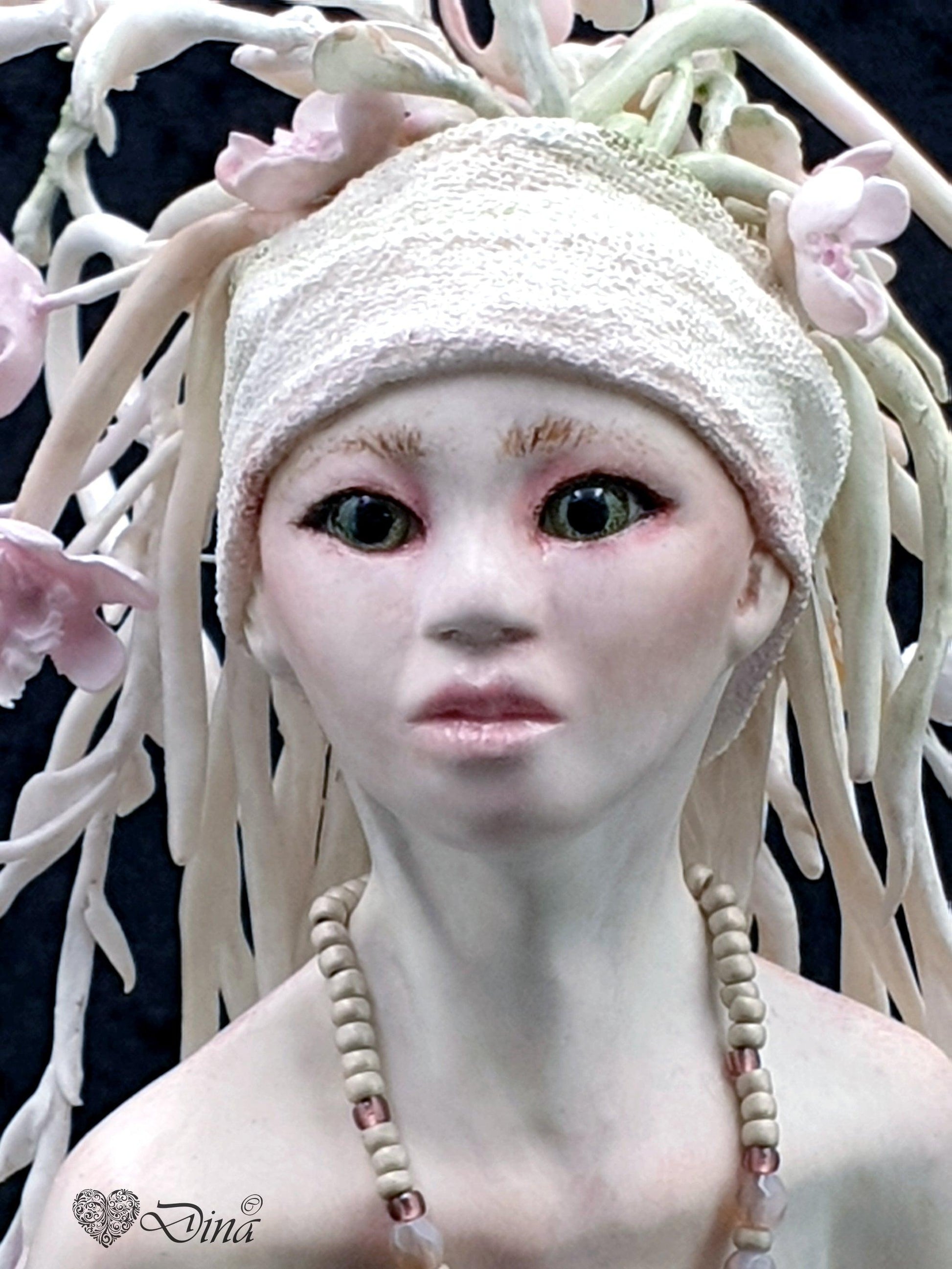 SOLD – Narnargon – a flowery wood sprite art doll by Dina - That Creative Feeling