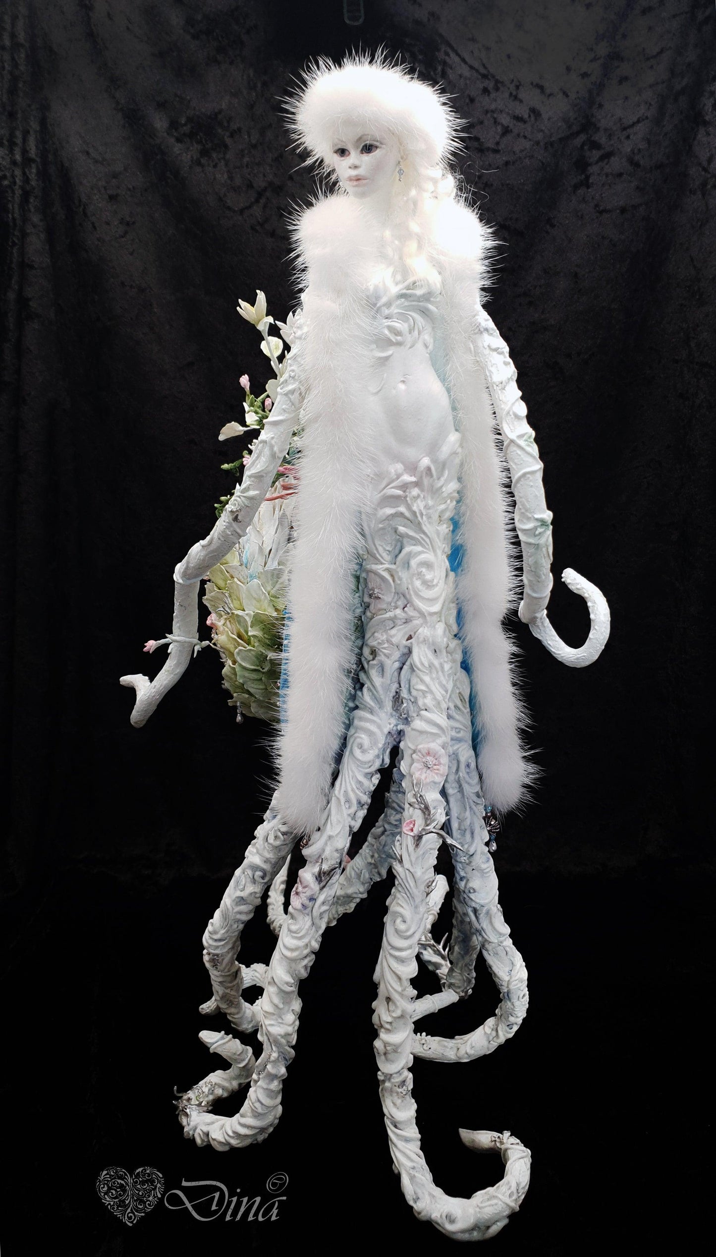 SOLD – Octopodian Diva – octopus art doll by Dina - That Creative Feeling