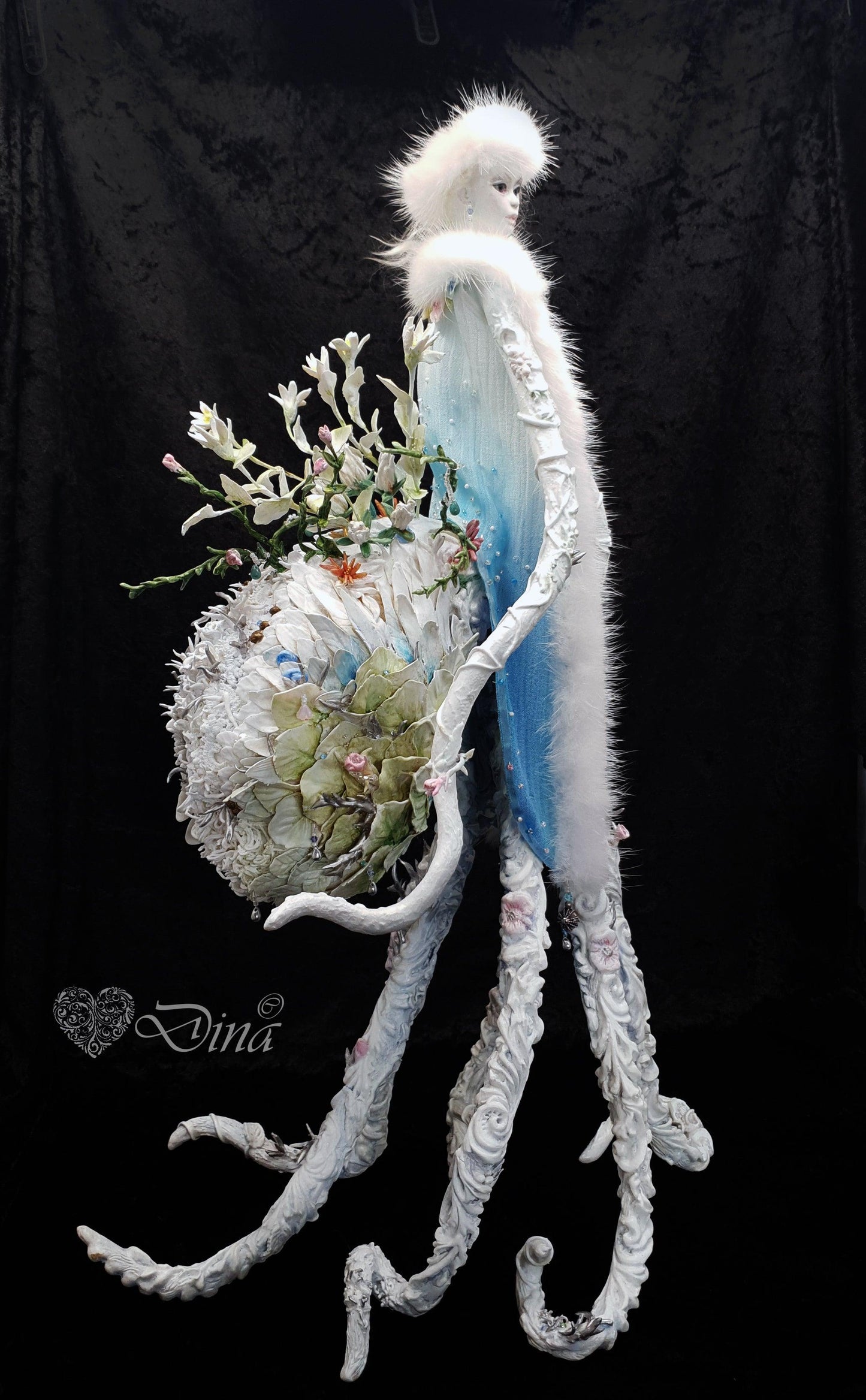 SOLD – Octopodian Diva – octopus art doll by Dina - That Creative Feeling