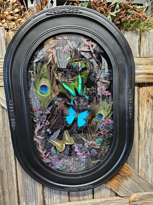 Frame vintage - with Blue Green butterflies