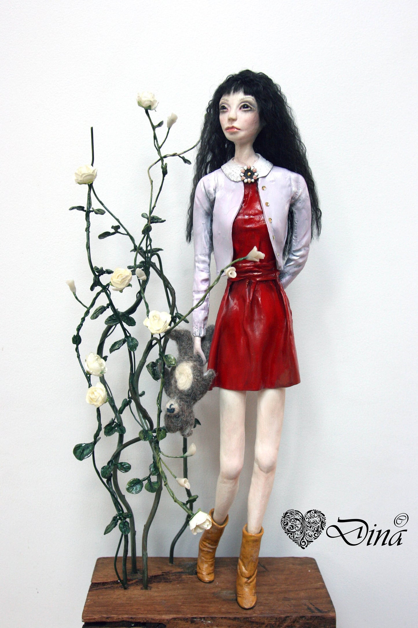 Fantasy art doll - Collectible handmade doll - stone clay sculpture and mixed media