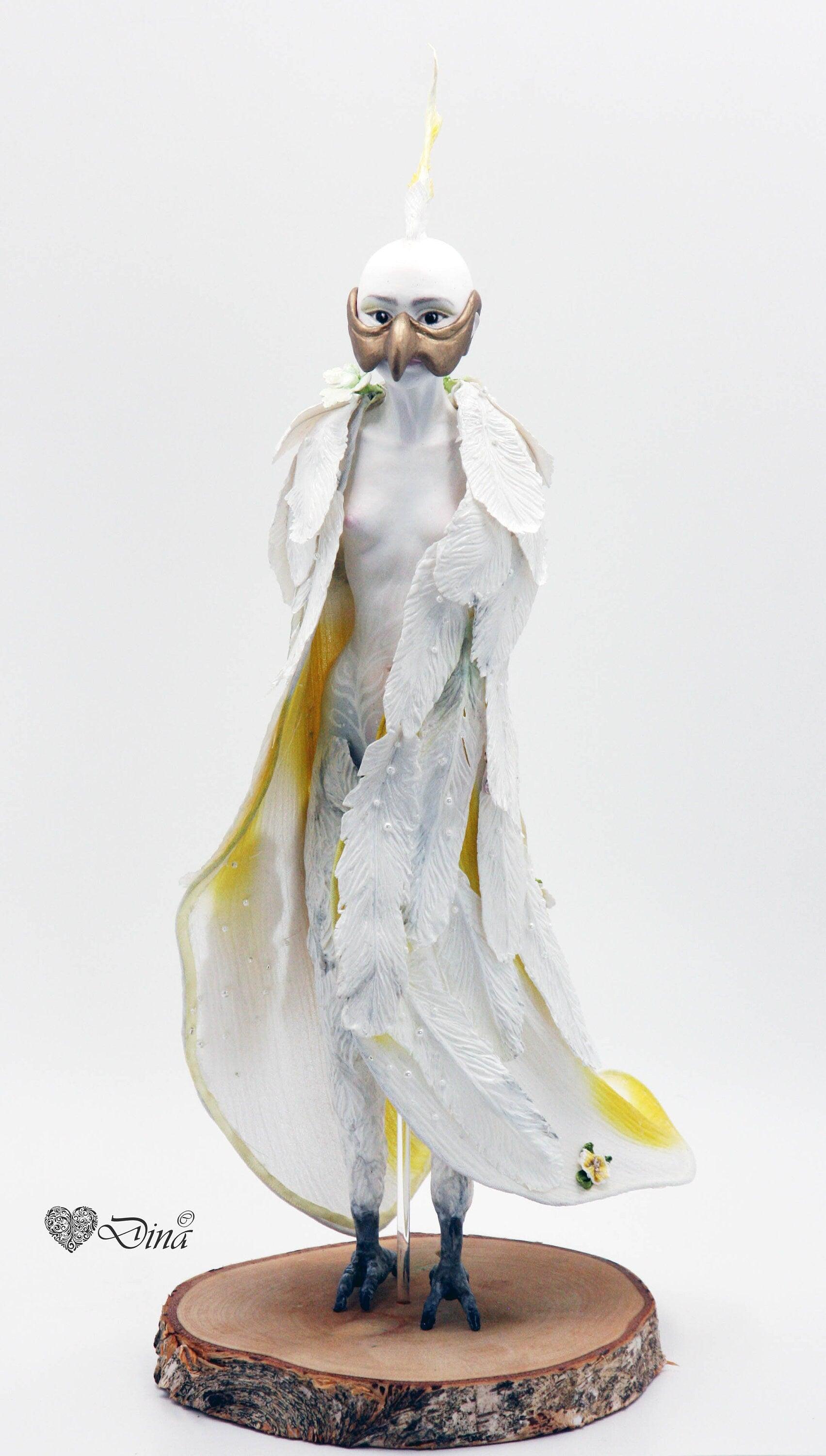 Sculpture - 'Cocky Girl' - Woman bird art doll - That Creative Feeling