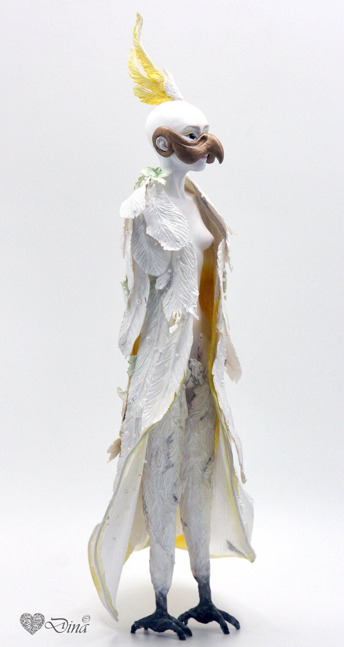 Sculpture - 'Cocky Girl' - Woman bird art doll - That Creative Feeling