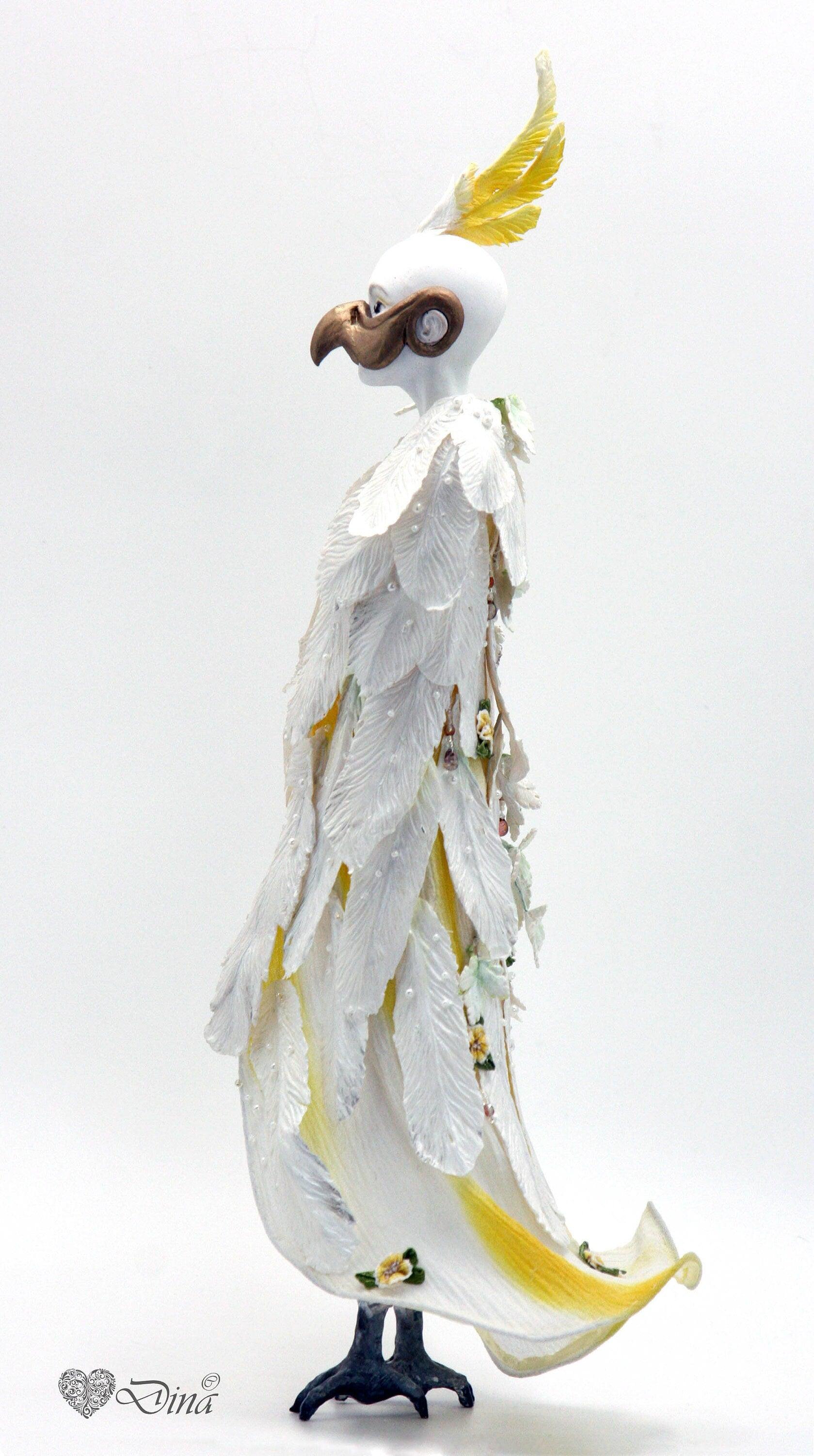 Sculpture - 'Cocky Girl' - Woman bird art doll - That Creative Feeling