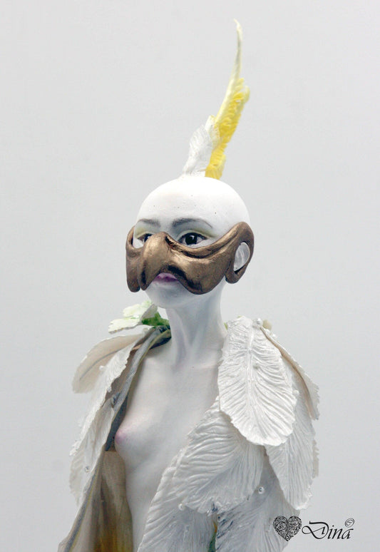 Sculpture - 'Cocky Girl' - Woman bird art doll - That Creative Feeling