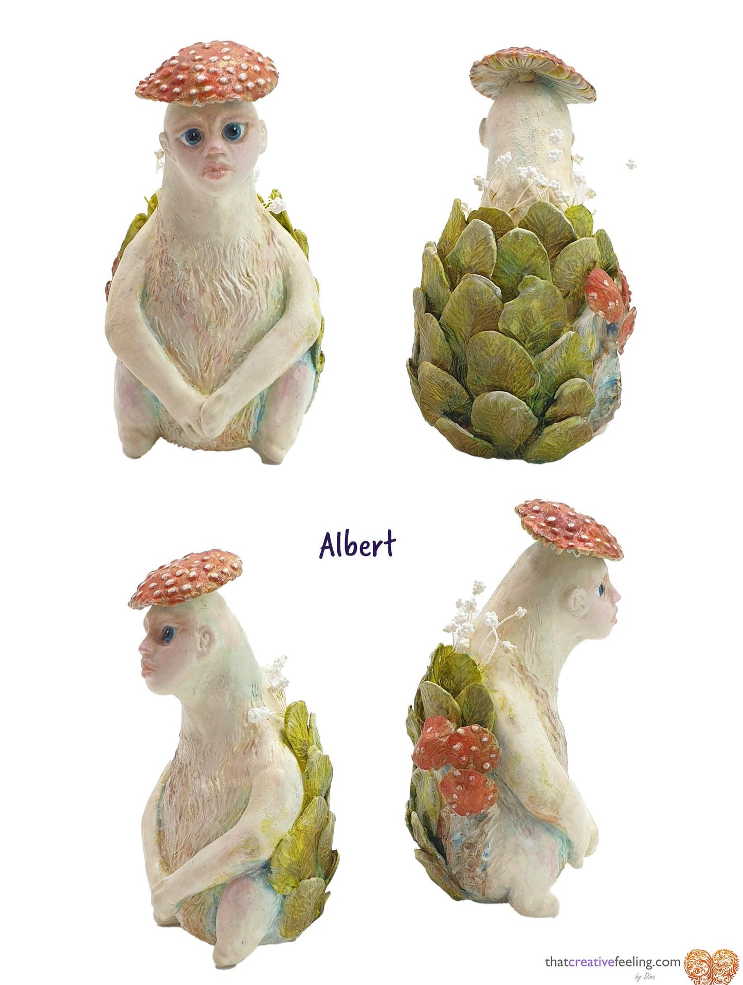 Sculpture - Minchkins - miniature stone clay art dolls, surreal tiny forest creatures - That Creative Feeling