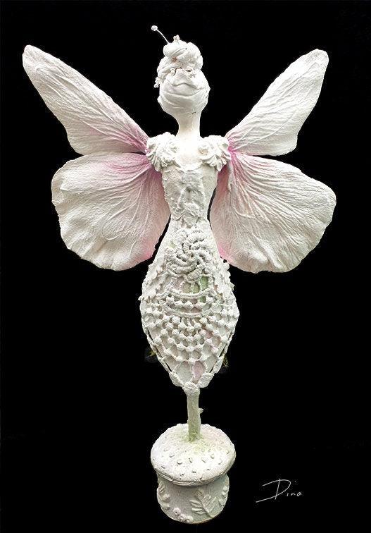 Fantasy art doll - OOAK art doll fairy - air dry clay - sculptural doll art - tinker bell doll - That Creative Feeling