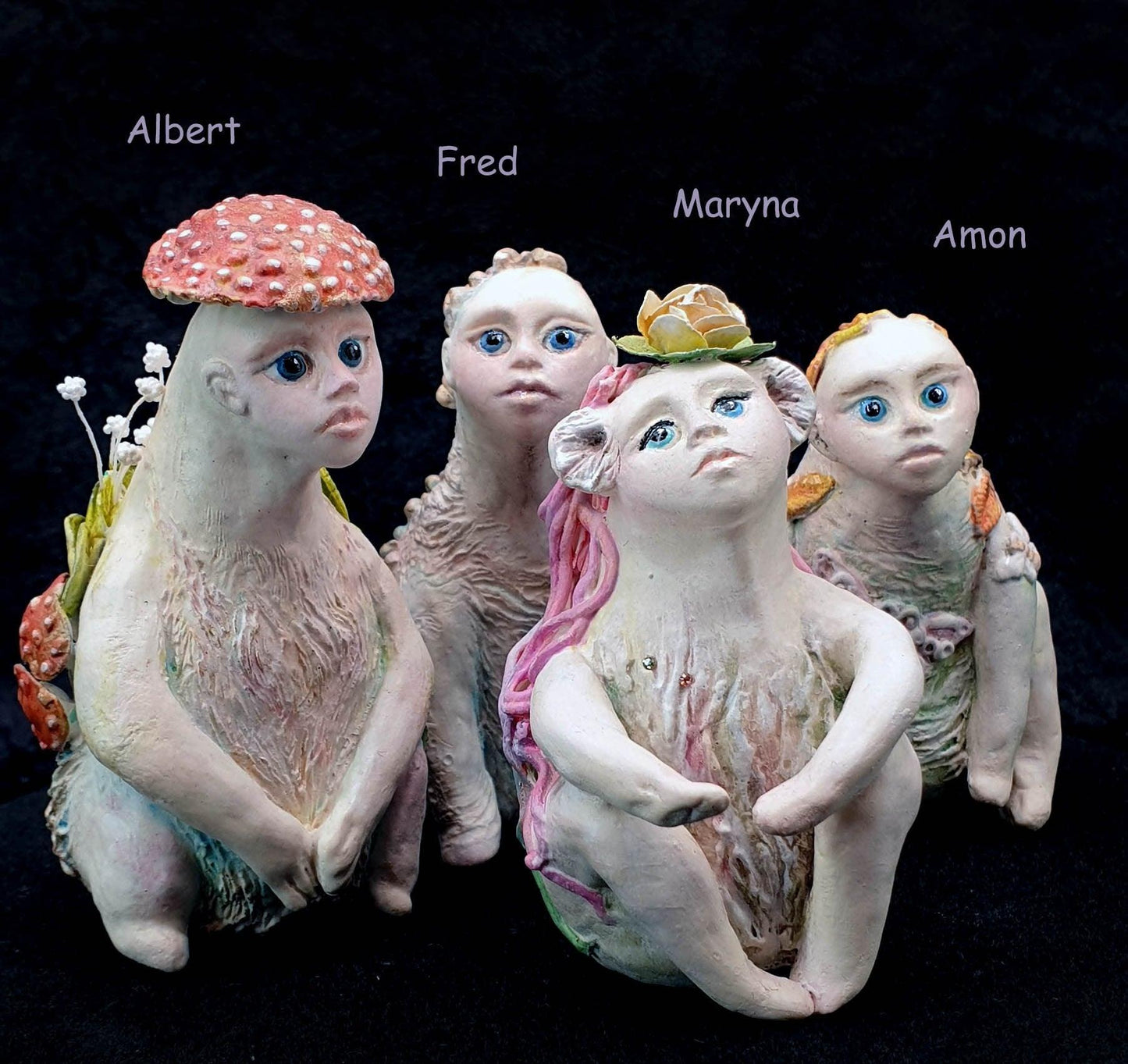 Sculpture - Minchkins - miniature stone clay art dolls, surreal tiny forest creatures - That Creative Feeling