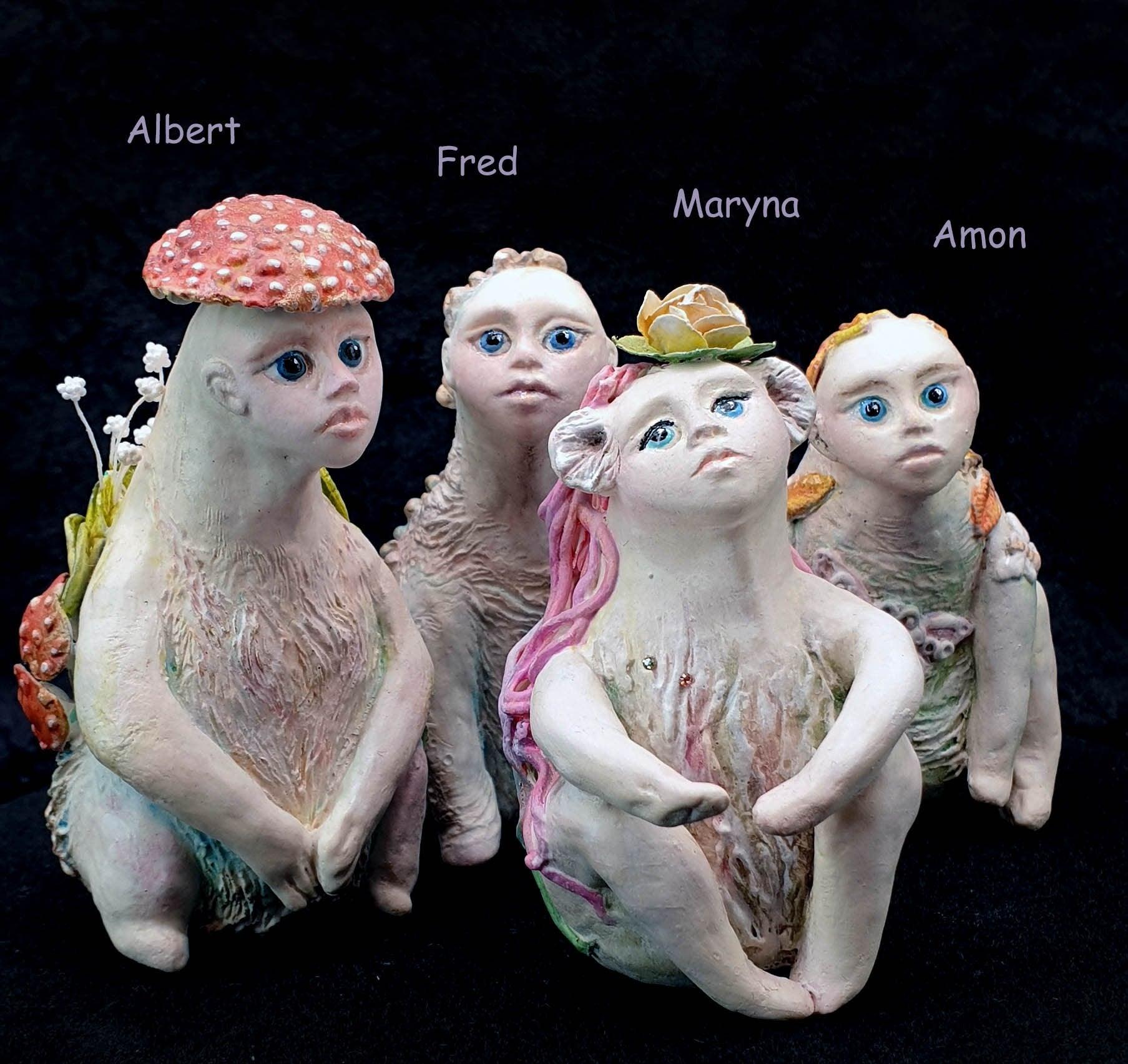 Sculpture - Minchkins - miniature stone clay art dolls, surreal tiny forest creatures - That Creative Feeling