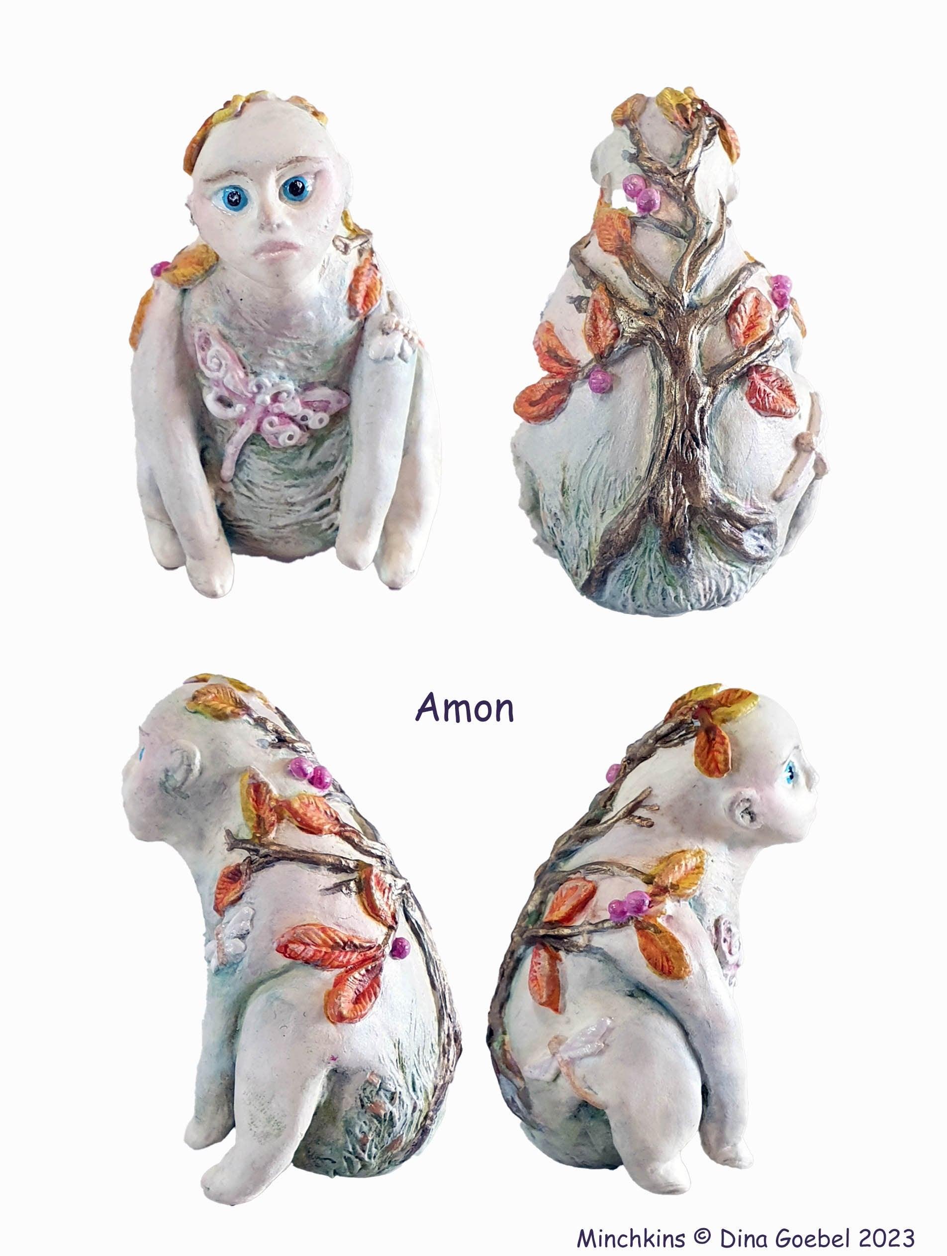 Sculpture - Minchkins - miniature stone clay art dolls, surreal tiny forest creatures - That Creative Feeling