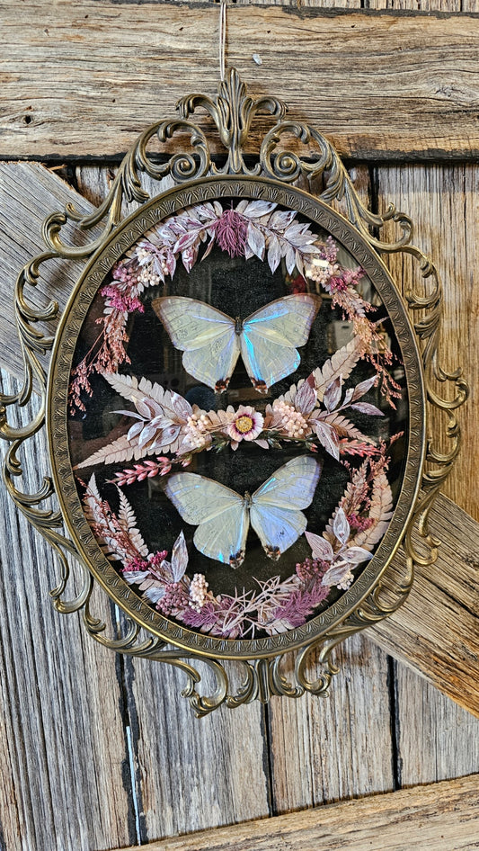 Frame vintage - Brass Italian Gothic bubble frame with butterflies