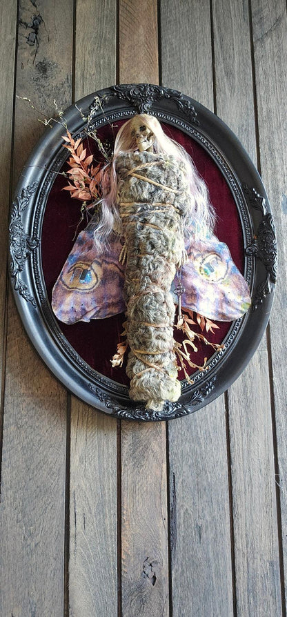 Dead Fairy - Black Forest fairies series 1 - art doll sculpture in mummified in lamb skin - That Creative Feeling