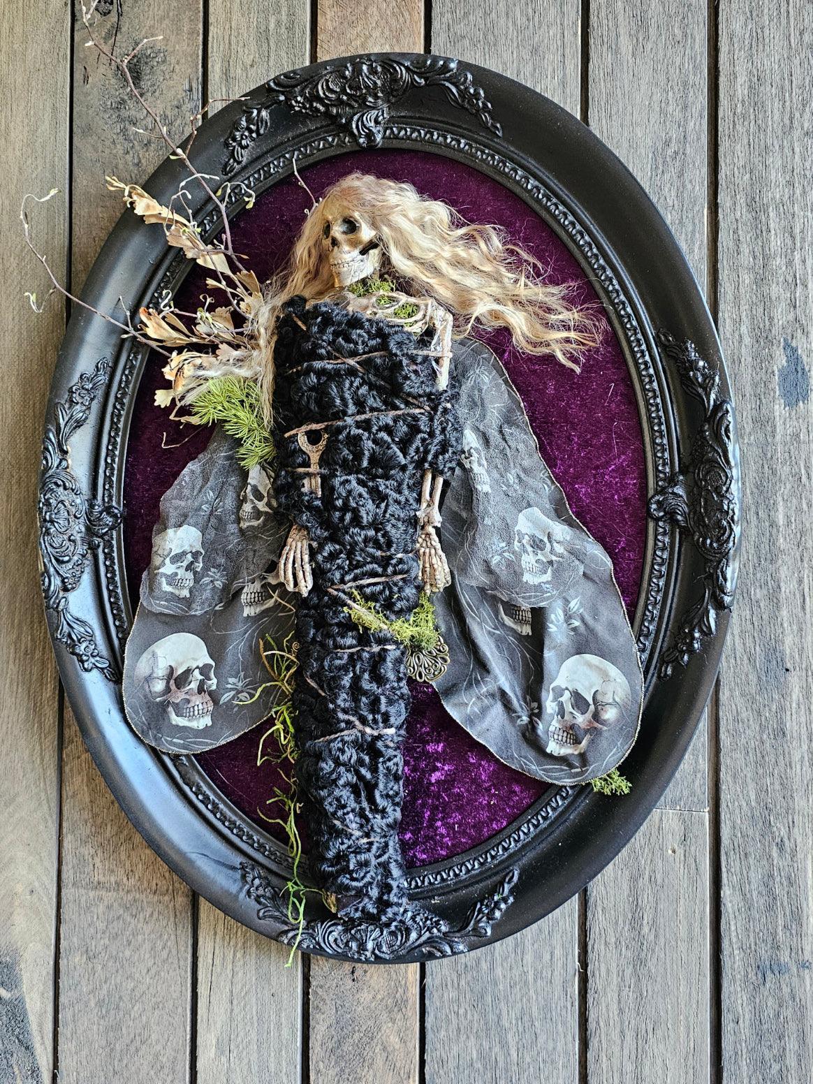 Dead Fairy - Black Forest fairies series 1 - art doll sculpture in mummified in lamb skin - That Creative Feeling